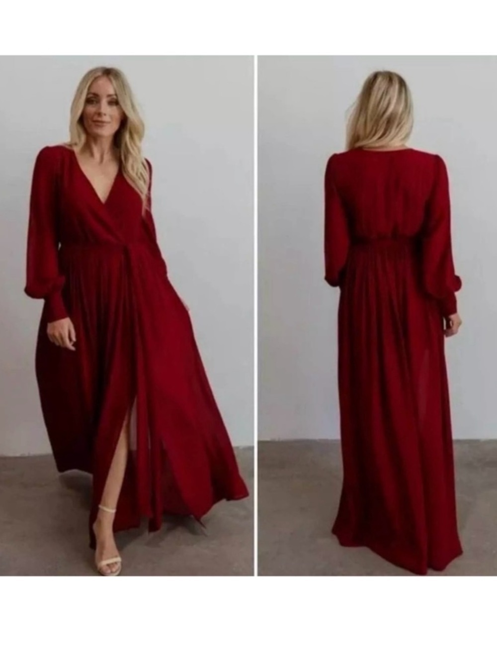 Baltic Born Celine Maxi Long Sleeves dress burgundy size XL
